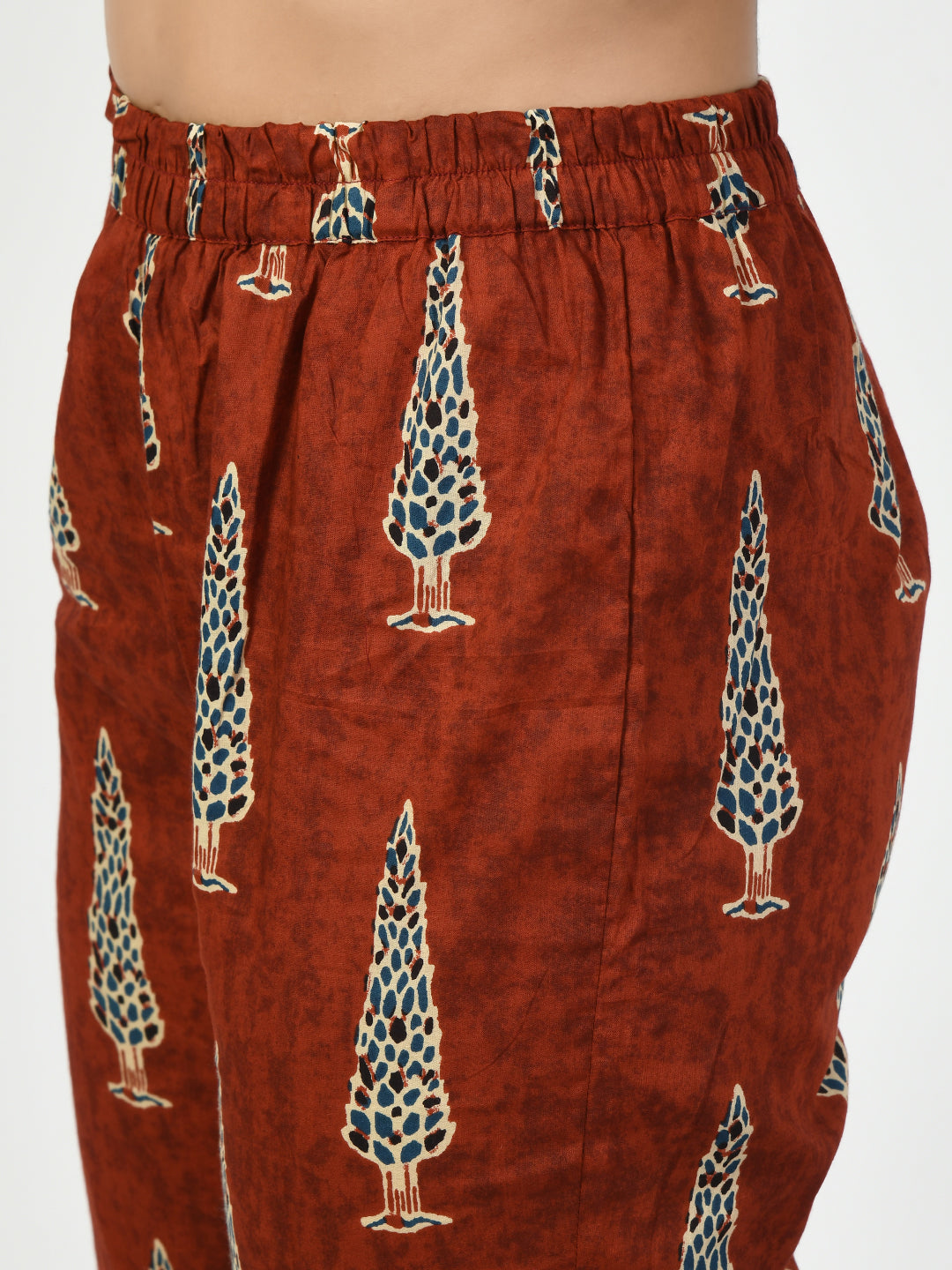 Women's Rust Printed Kurta With Trouser Myshka