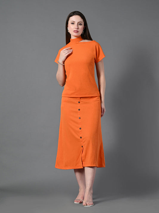 Myshka Women's Orange colour Co-ord set