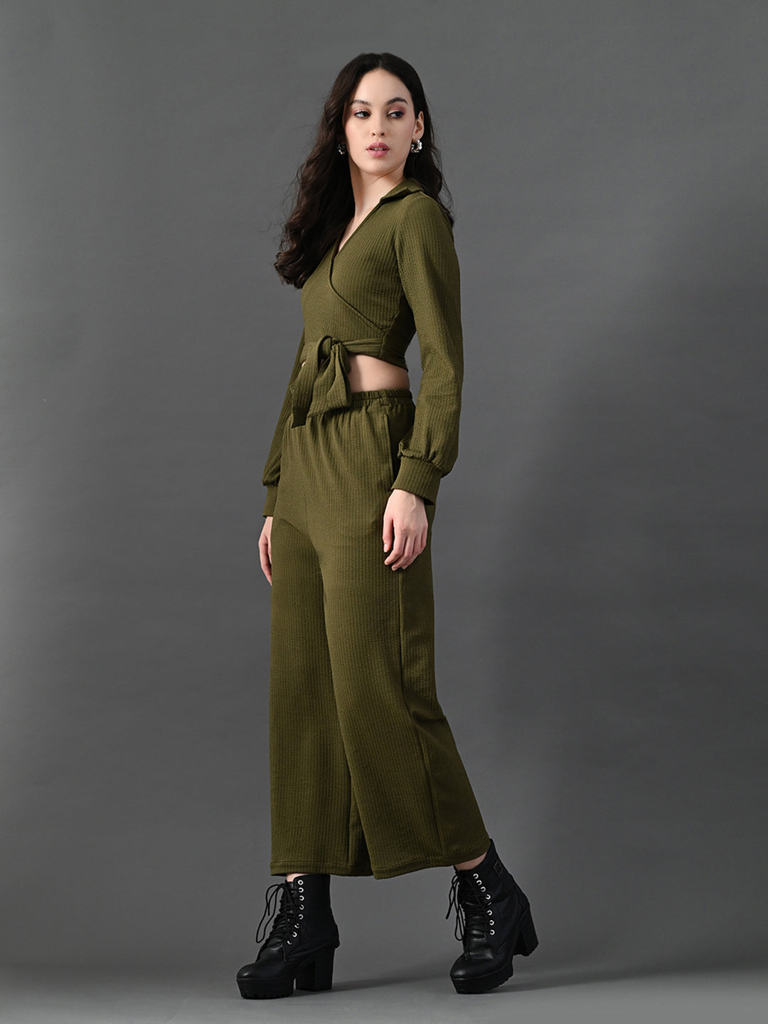 Myshka Women's Olive Green Co-Ord Set