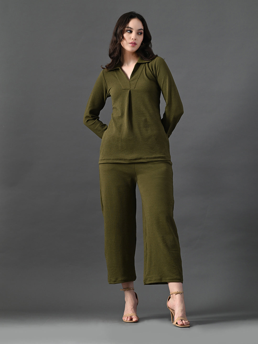 Myshka Women's Olive Everyday Lounge Set