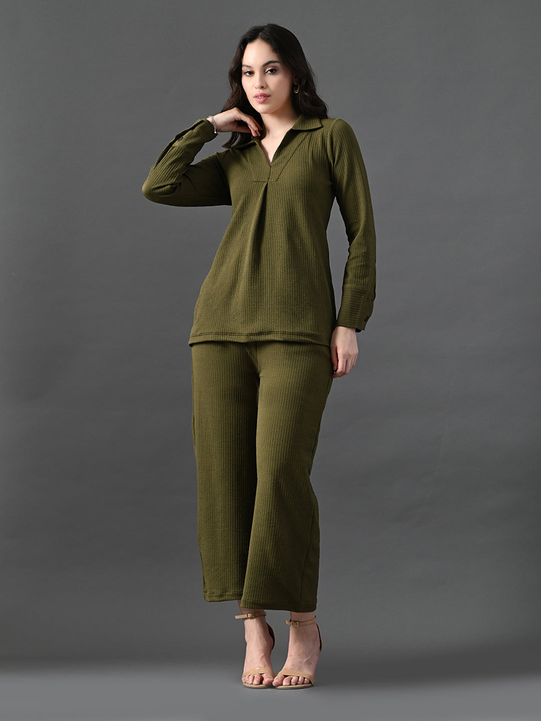 Myshka Women's Olive Everyday Lounge Set