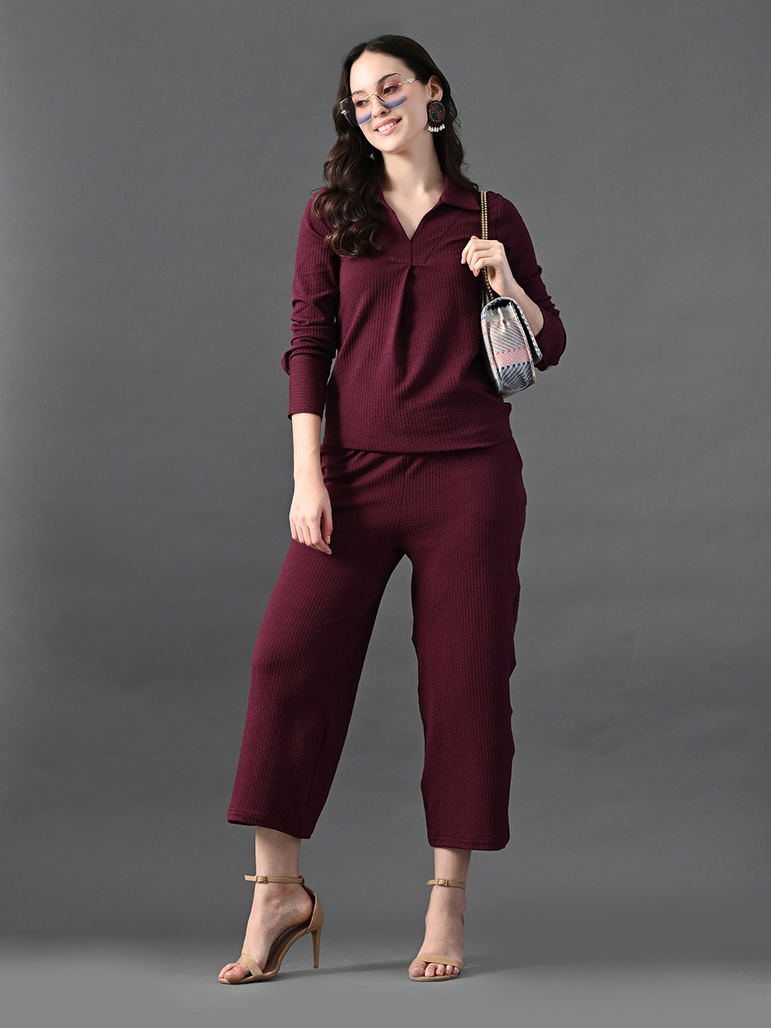 Myshka Women's Wine Everyday Lounge Set