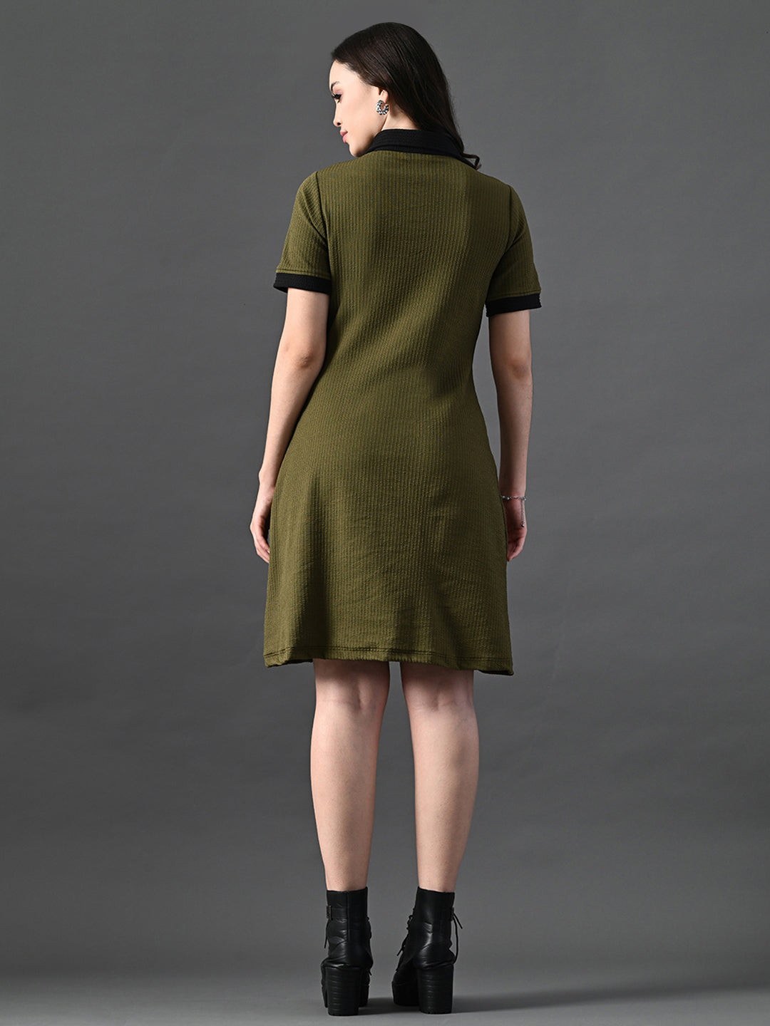 Myshka Women's Olive Collared Dress