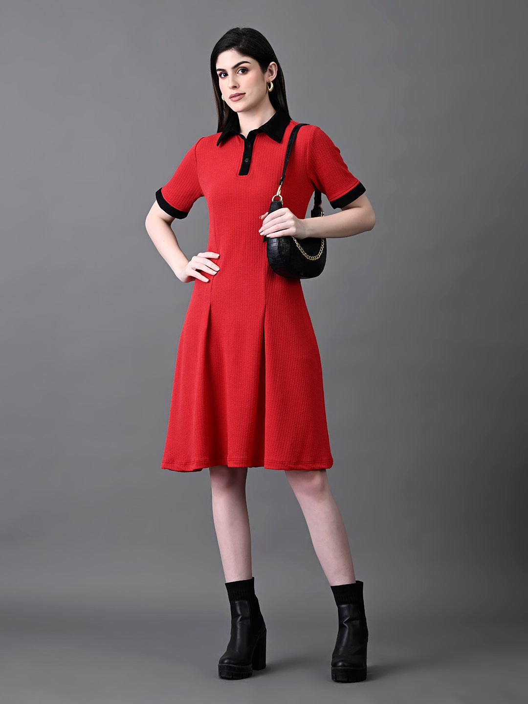 Myshka Women's Red Collared Dress