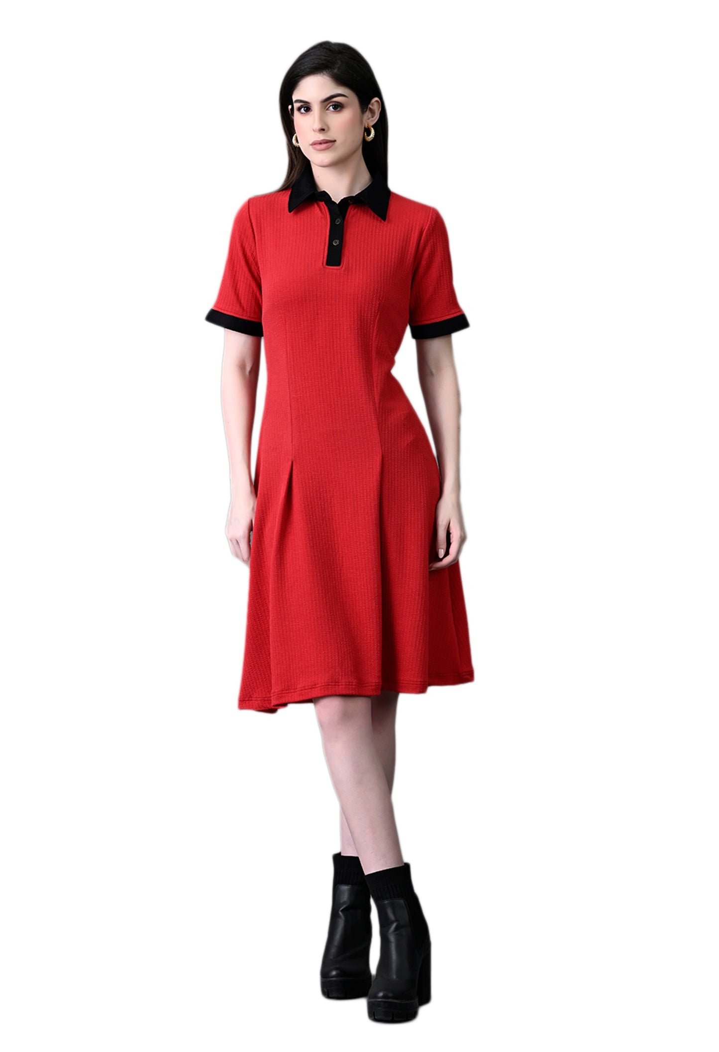 Myshka Women's Red Collared Dress