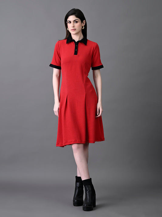 Myshka Women's Red Collared Dress