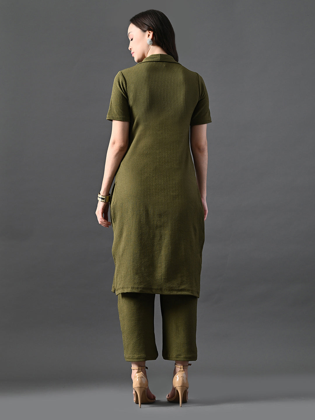 Myshka Women's Olive Green Kurta Set