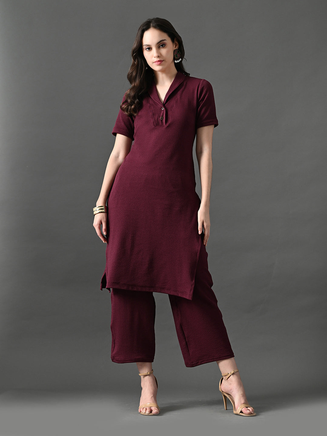 Myshka Women's Magenta Green Kurta Set