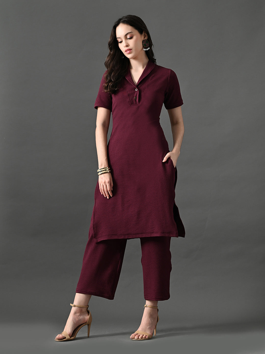 Myshka Women's Magenta Green Kurta Set