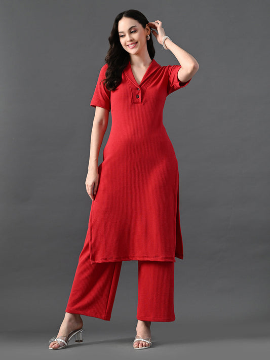 Myshka Women's Red Kurta Set