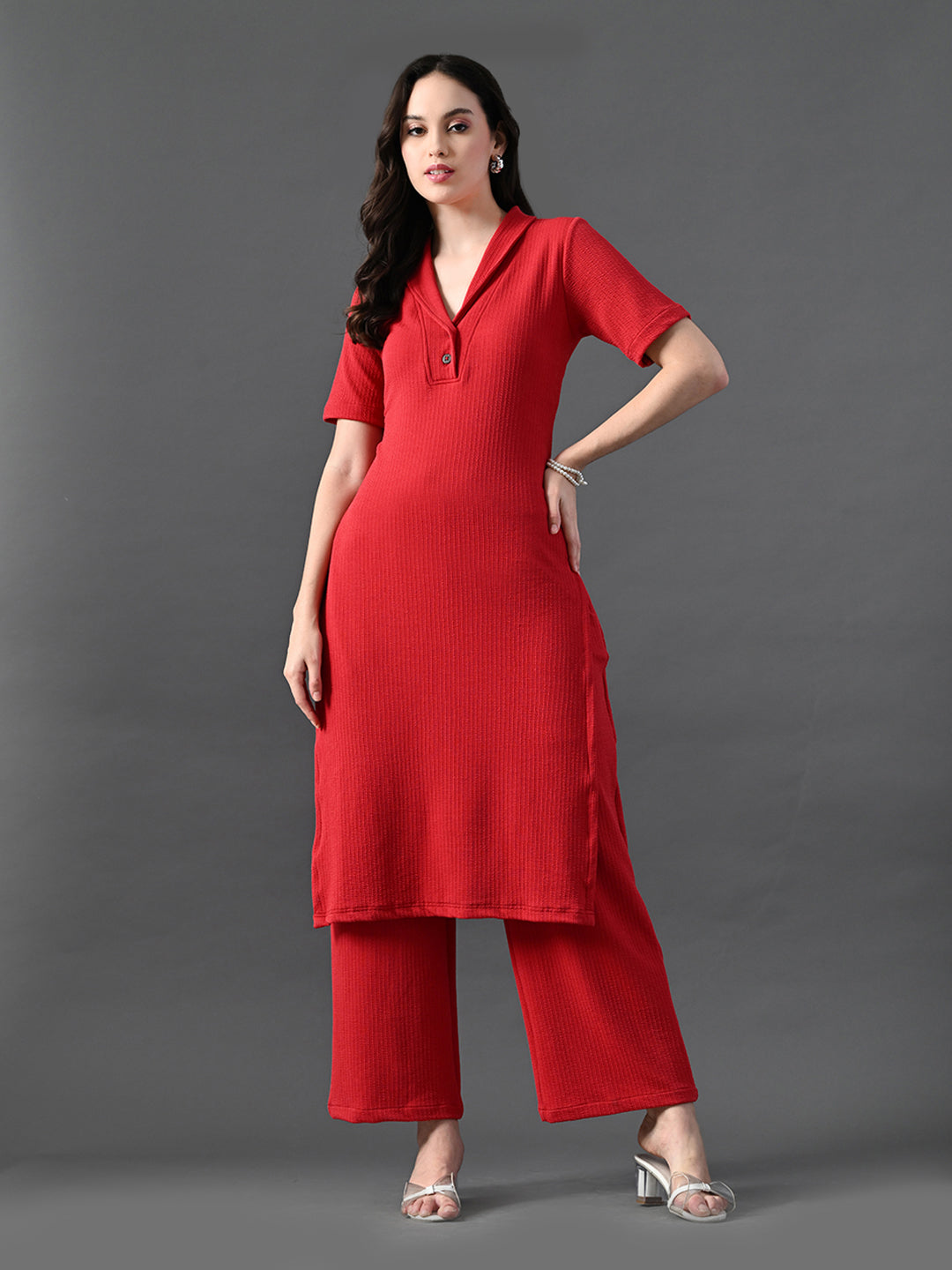 Myshka Women's Red Kurta Set