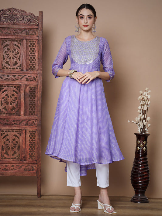 Women's Purple Anarkali Kurta Myshka