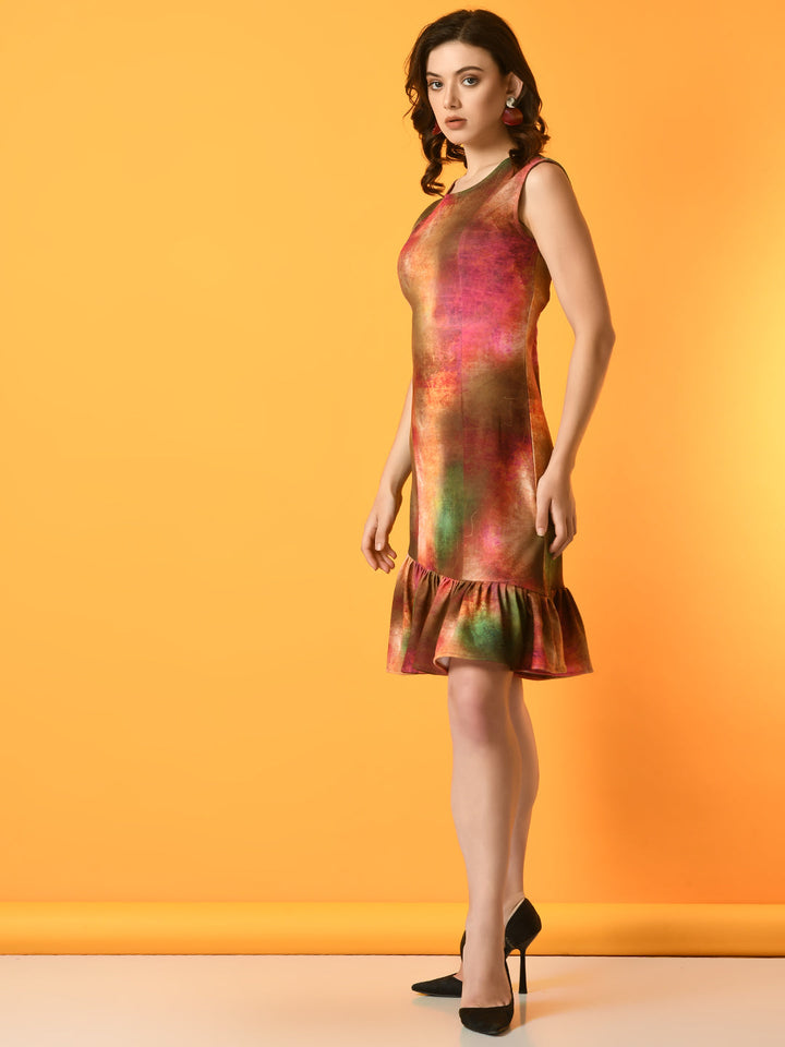 Women's Multi Printed   Party  Dress - Myshka