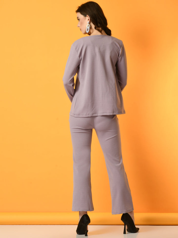 Women's Lavender Solid Jacket  - Myshka