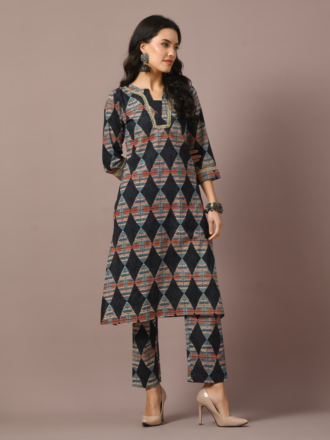 Women's  Multi Printed Cotton Straight Party Kurta Sets  - Myshka