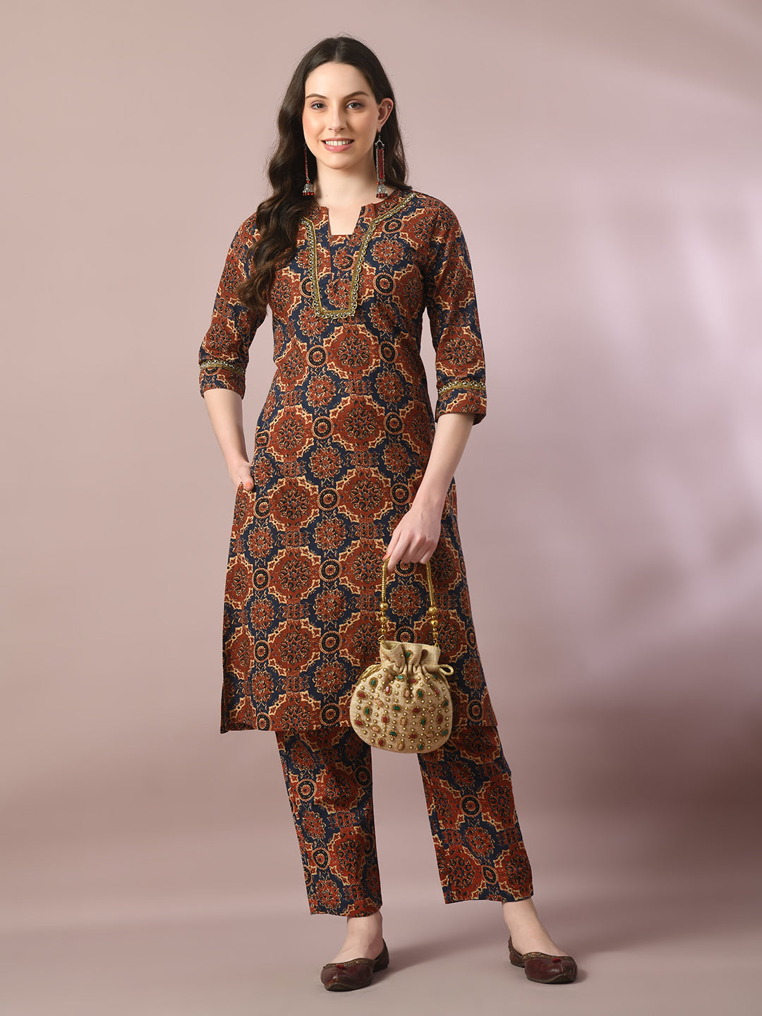 Women's  Multi Printed Cotton Straight Party Kurta Sets  - Myshka