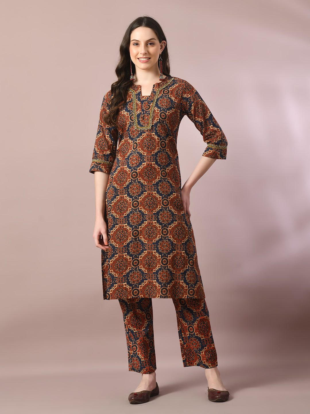 Women's  Multi Printed Cotton Straight Party Kurta Sets  - Myshka