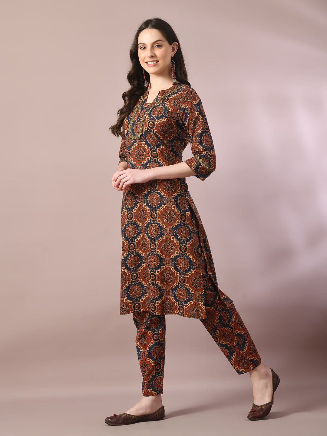 Women's  Multi Printed Cotton Straight Party Kurta Sets  - Myshka