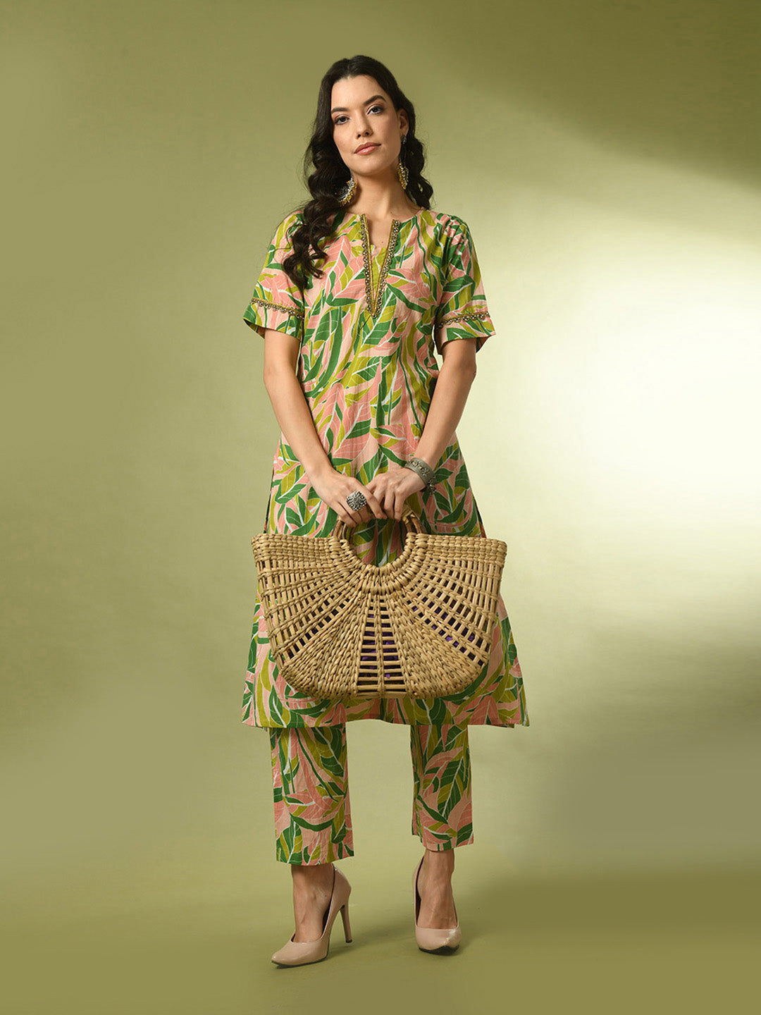 Women's  Multi Printed Cotton Straight Party Kurta Sets  - Myshka