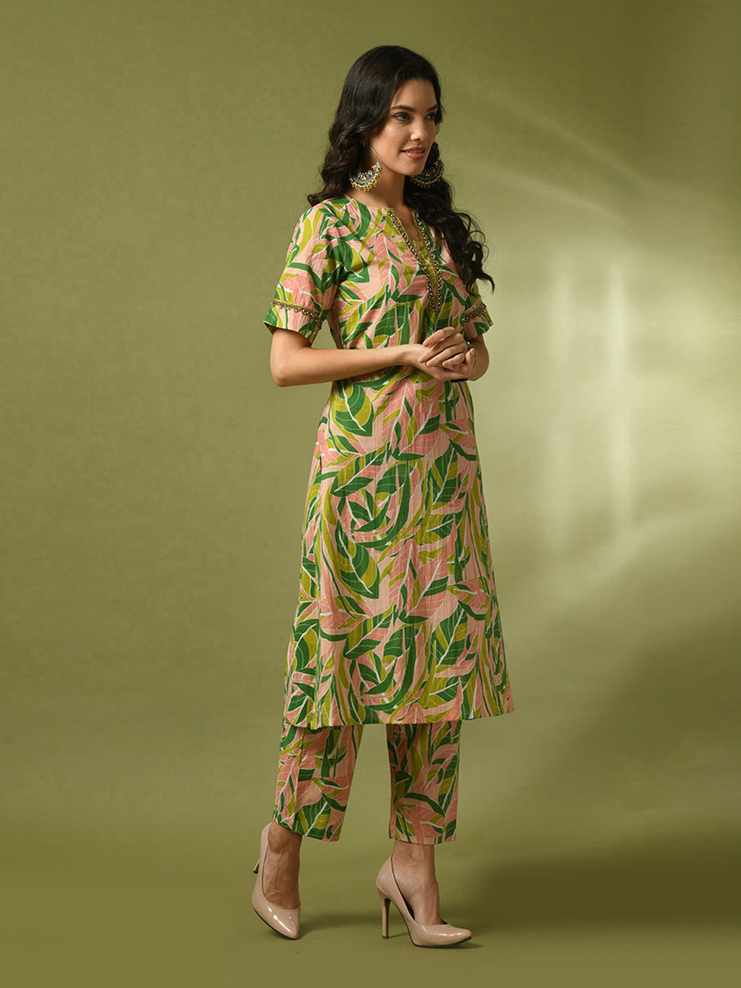 Women's  Multi Printed Cotton Straight Party Kurta Sets  - Myshka