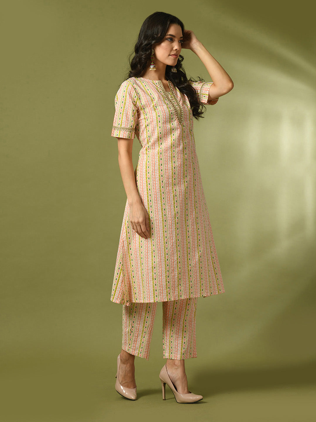 Women's  Multi Printed Cotton Straight Party Kurta Sets  - Myshka