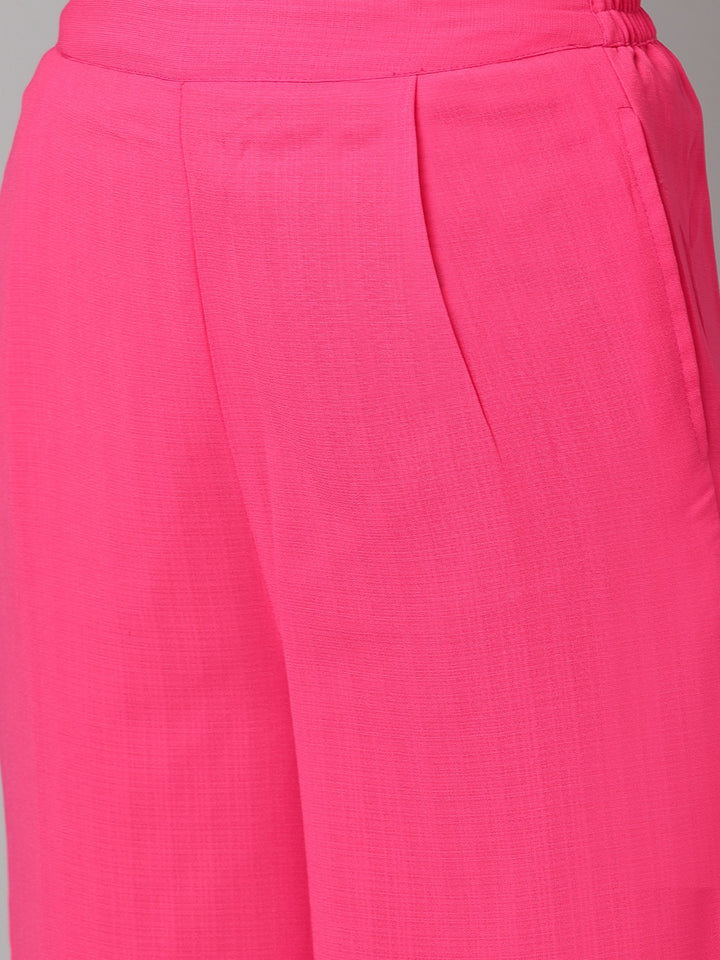 Myshka Women's Pink Solid Na Polyester Na  Palazzo