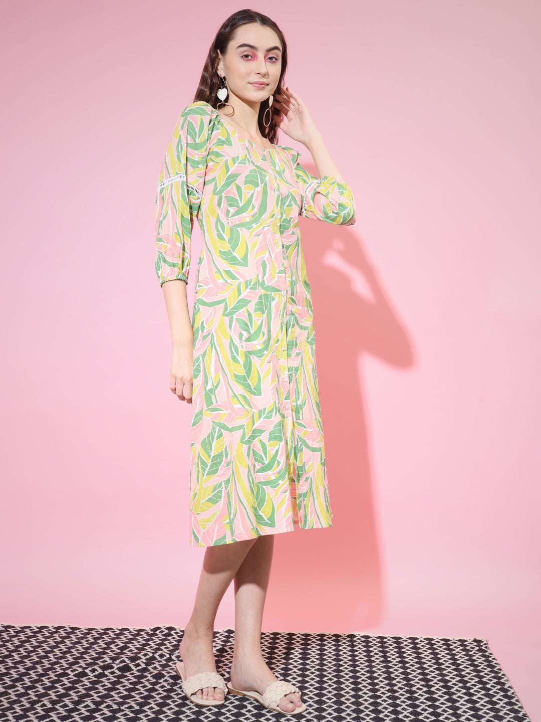 Women's Multi Abstract Printed A-Line Dress - Myshka