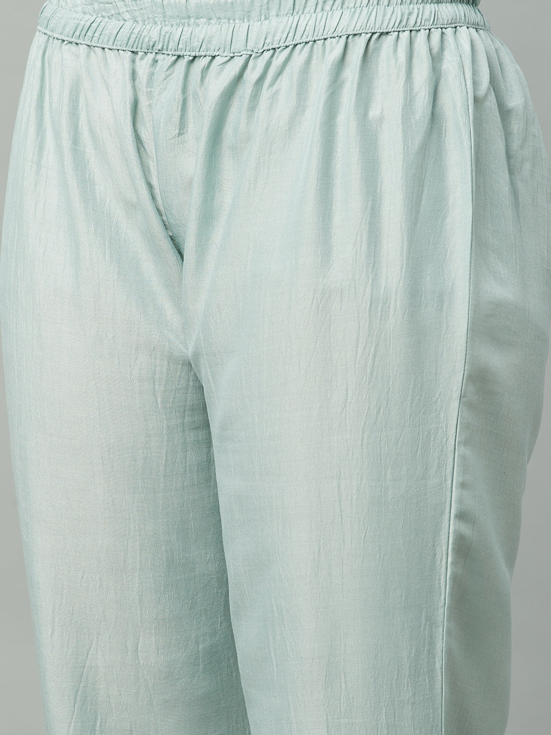 Myshka Trendy Style  grey silk blend Embroidered 3/4 Sleeve Round neck Kurta Pant Dupatta Set