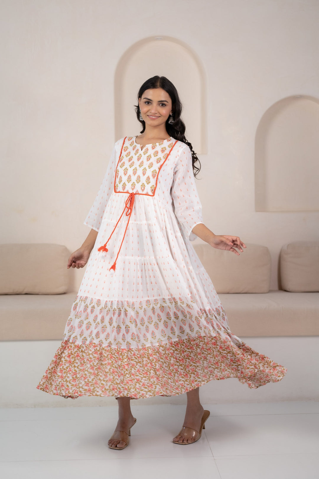 White Indo-western Dress for Women - 1pc set