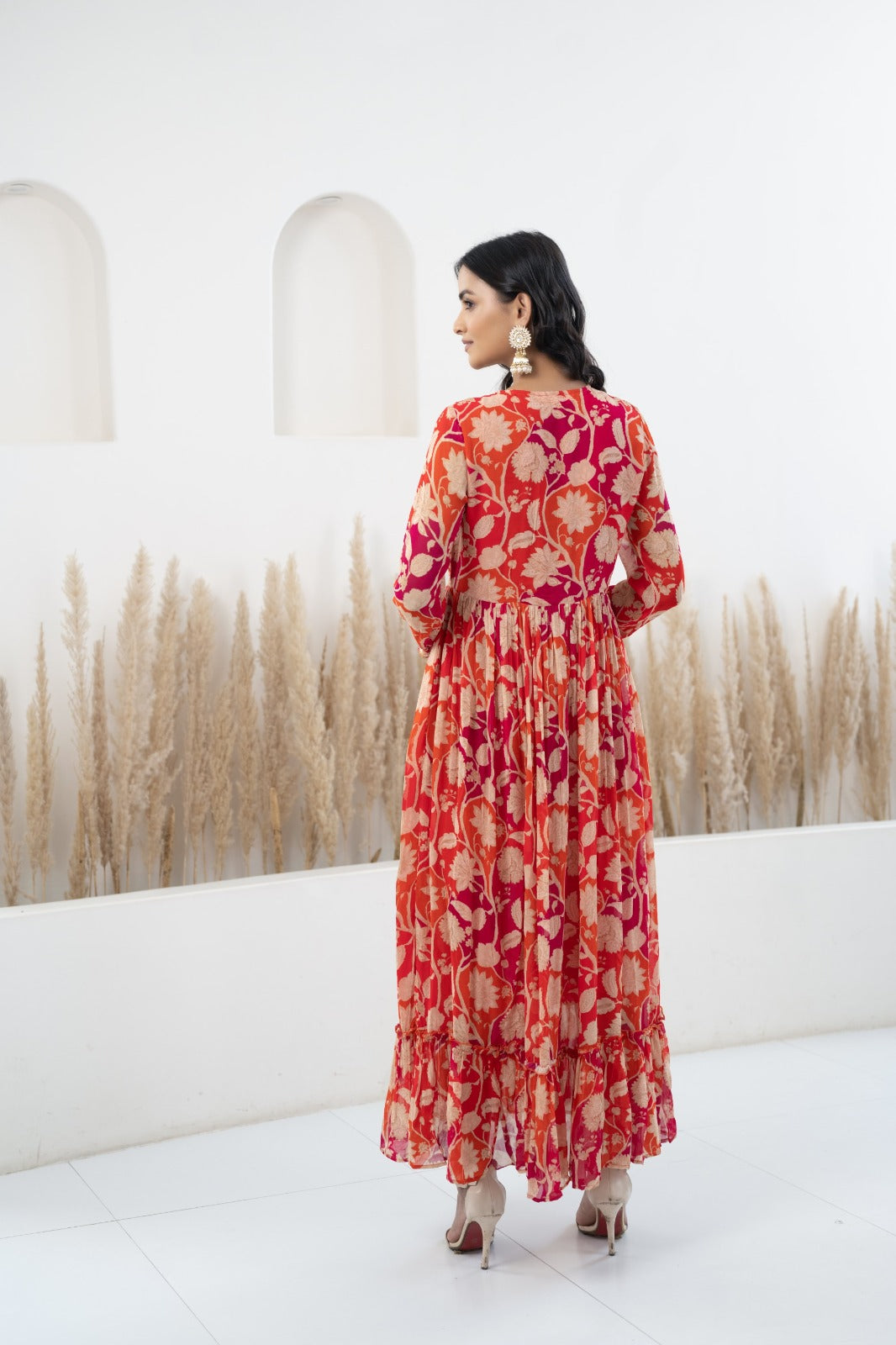 Women's Floral Printed Long Dress by Myshka- 1 pc set